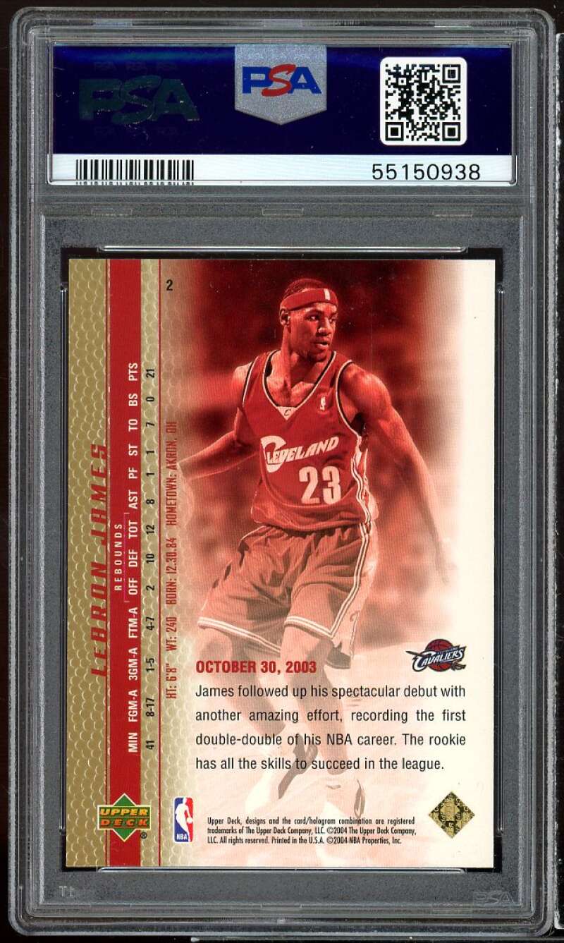 Lebron James Rookie Card 2003 Upper Deck Phenomenal Beginning Gold #2 PSA 9 Image 2