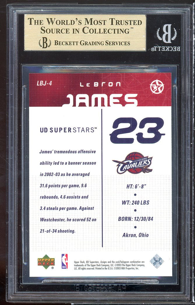 Lebron James Rookie Card 2003 Upper Deck Superstars #4 BGS 9.5 (9.5 9.5 10 9.5) Image 2