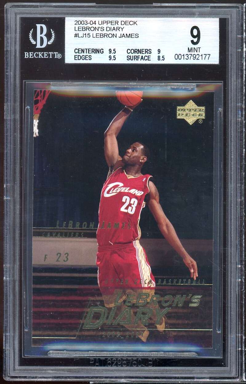 Lebron James Rookie Card 2003-04 UD Lebron's Diary #lj15 BGS 9 (9.5 9 9.5 8.5) Image 1