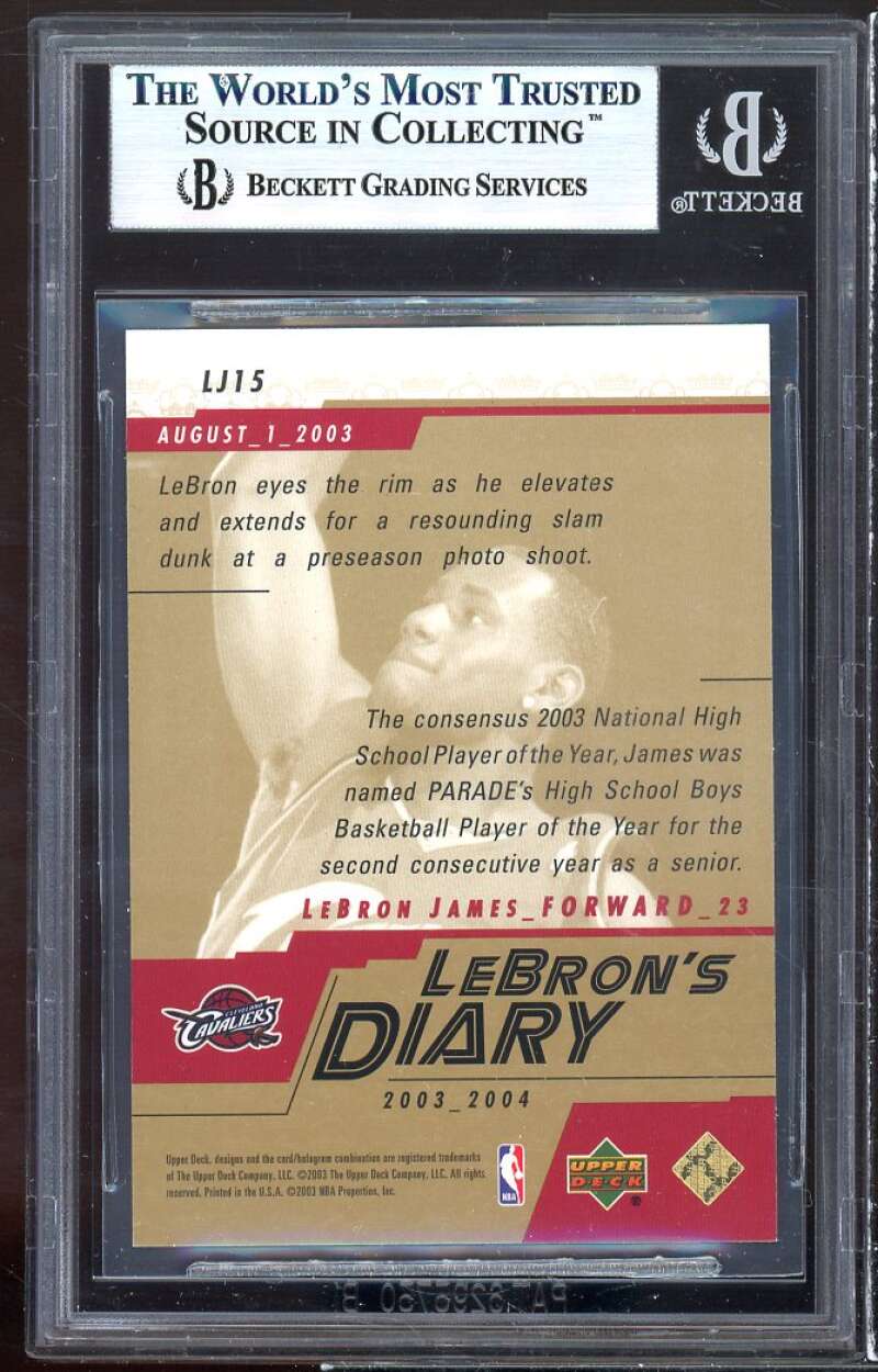 Lebron James Rookie Card 2003-04 UD Lebron's Diary #lj15 BGS 9 (9.5 9 9.5 8.5) Image 2