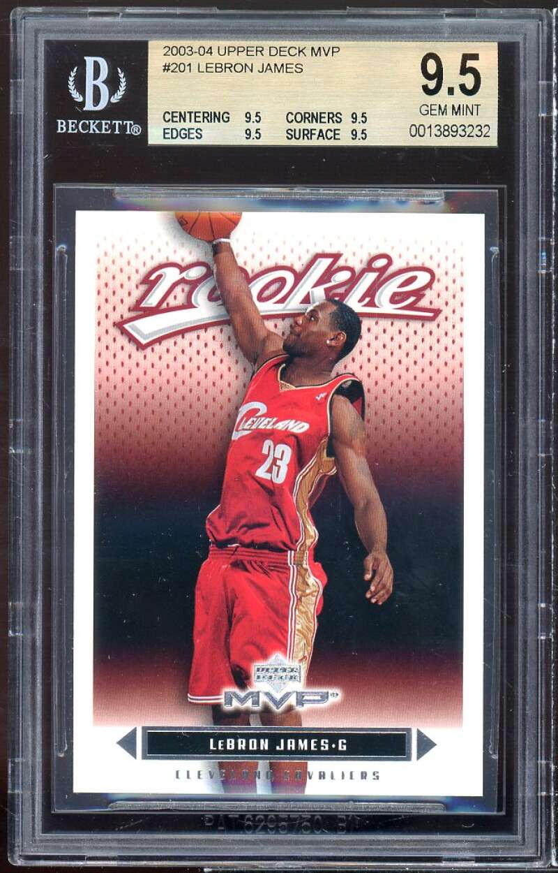 Lebron James Rookie Card 2003-04 Upper Deck MVP #201 BGS 9.5 (9.5 9.5 9.5 9.5) Image 1