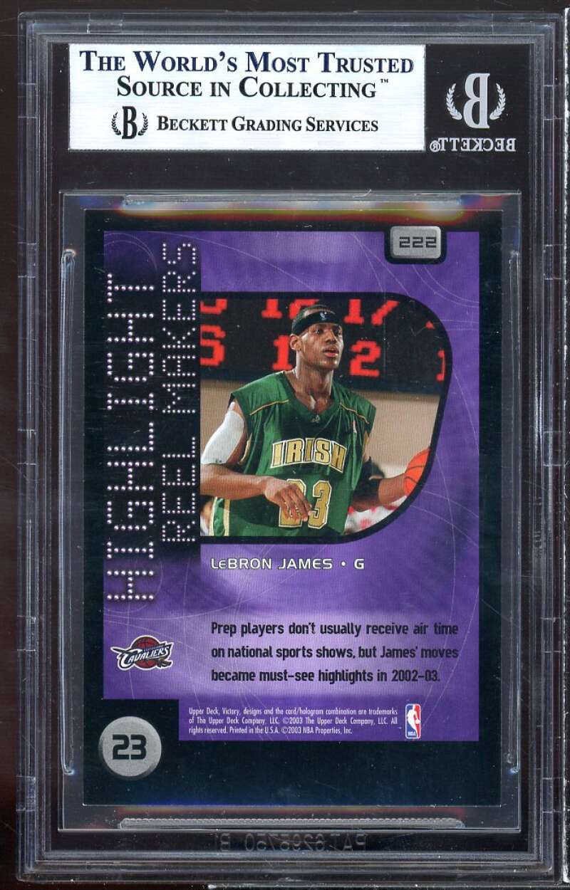 Lebron James Rookie Card 2003-04 Upper Deck Victory #222 BGS 9 Image 2