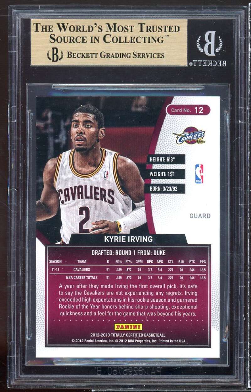 Kyrie Irving Rookie Card 2012-13 Totally Certified Red #12 BGS 9.5 Image 2