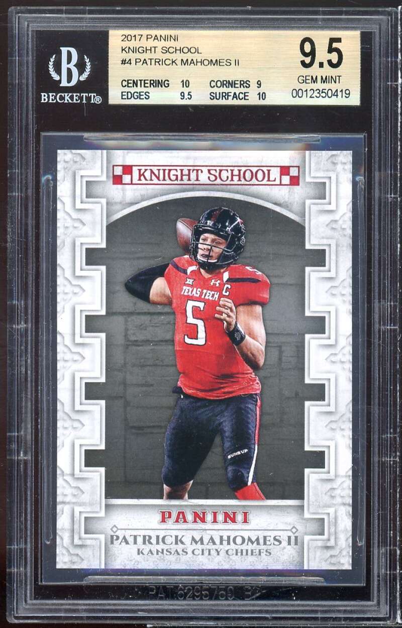 Patrick Mahomes Rookie Card 2017 Panini Knight School #4 BGS 9.5 (10 9 9.5 10) Image 1