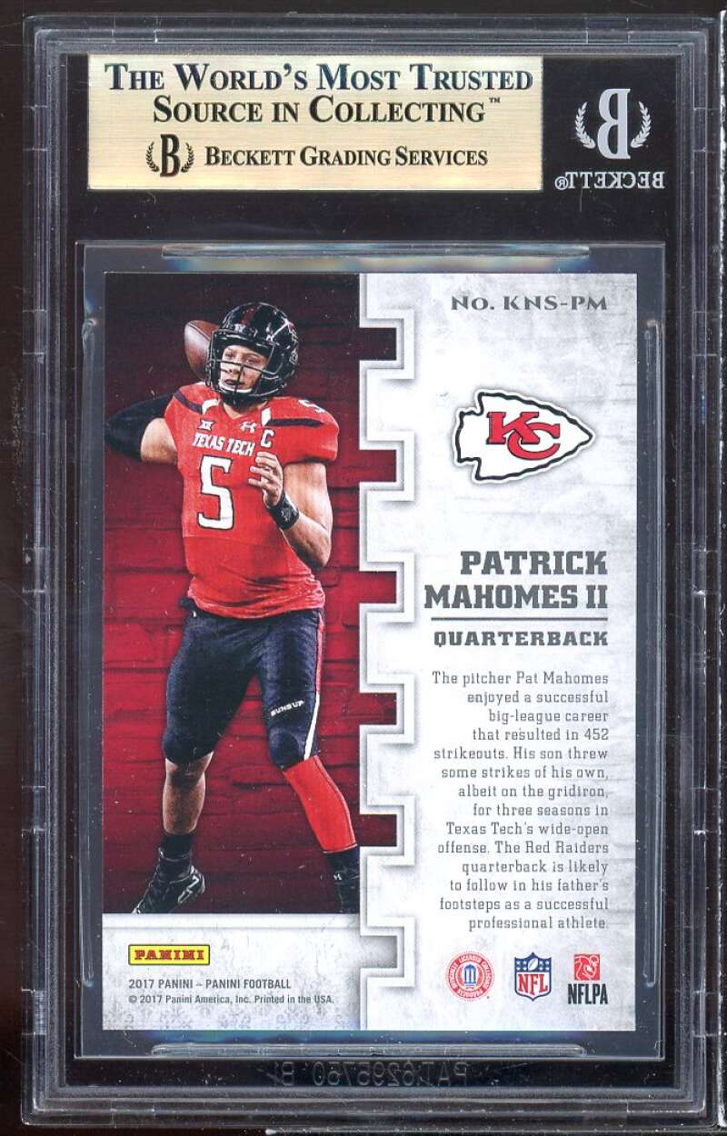 Patrick Mahomes Rookie Card 2017 Panini Knight School #4 BGS 9.5 (10 9 9.5 10) Image 2