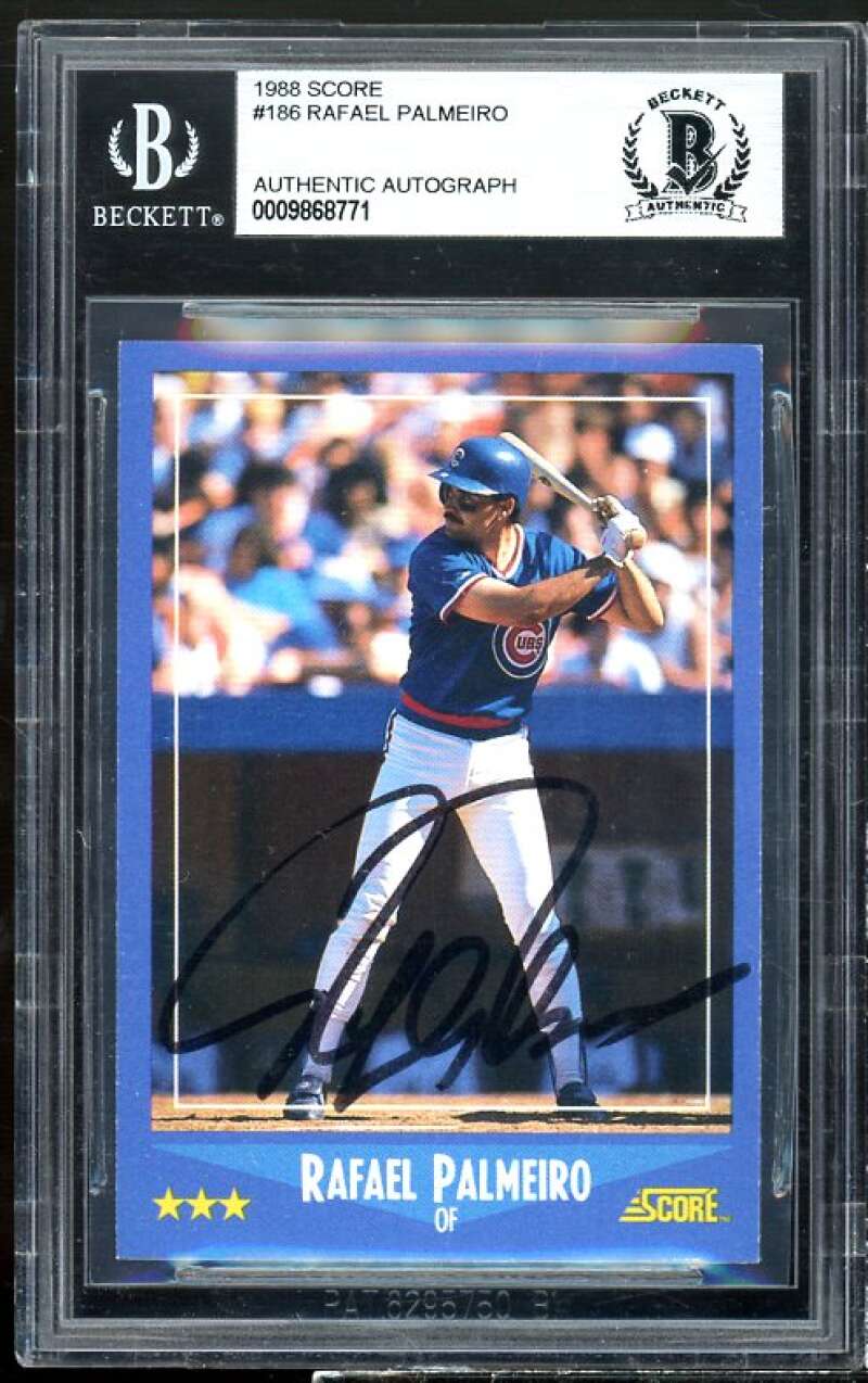 Rafael Palmeiro Rookie Card 1988 Score #186 BGS Authentic Autograph Image 1