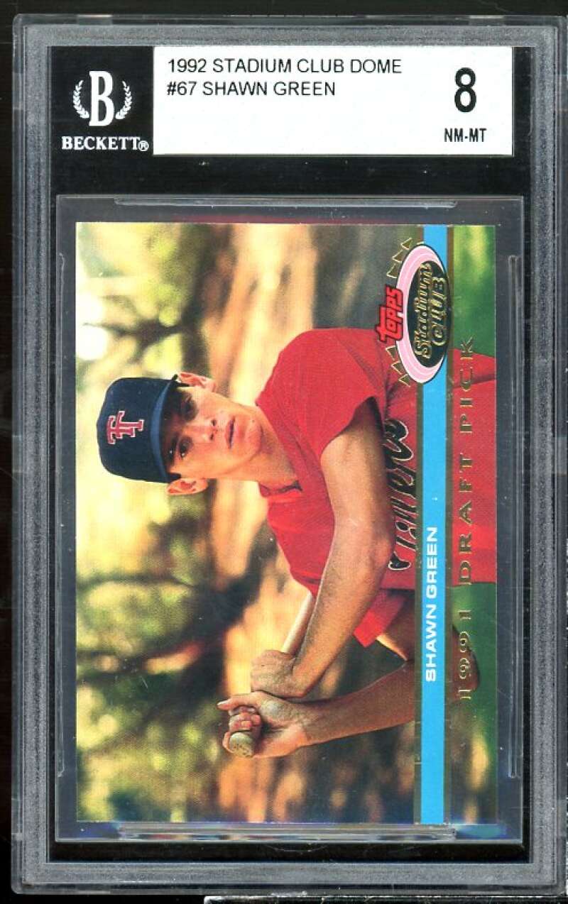 Shawn Green Rookie Card 1992 Stadium Club Dome #67 BGS 8 (9.5 8 8 8.5) Image 1