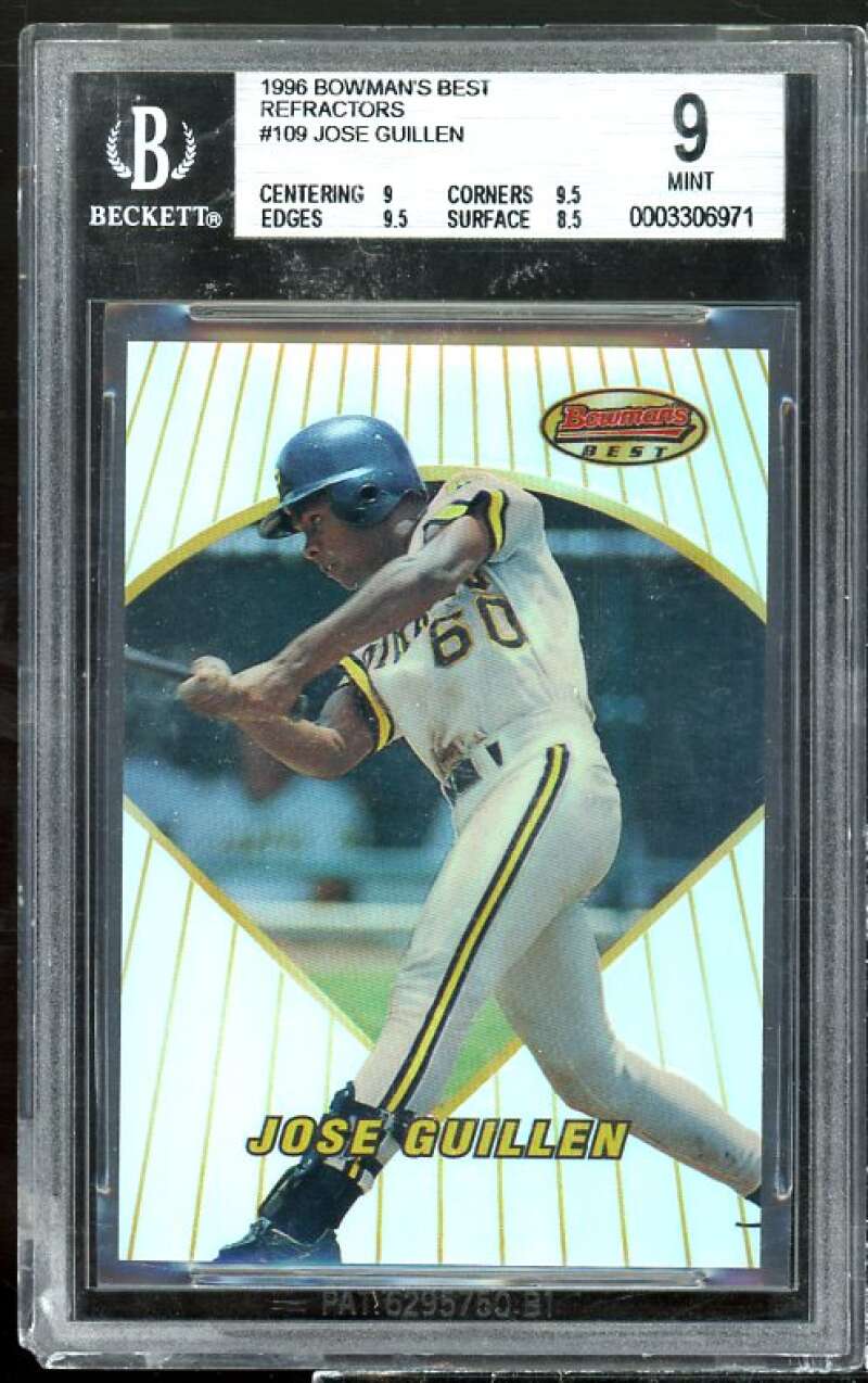 Jose Guillen Rookie Card 1996 Bowman's Best Refractor #109 BGS 9 (9 9.5 9.5 8.5) Image 1