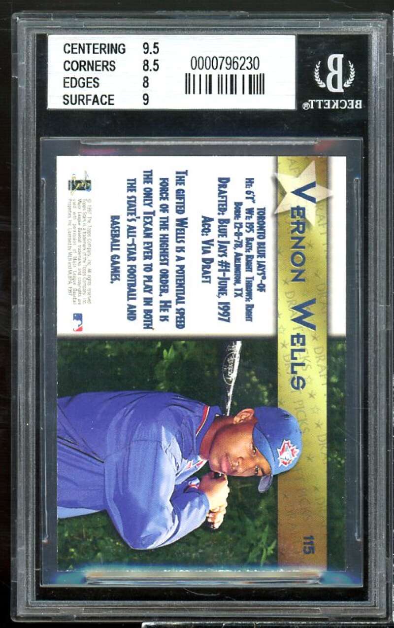 Vernon Wells Rookie Card 1997 Topps Stars #115 BGS 8.5 (9.5 8.5 8 9) Image 2