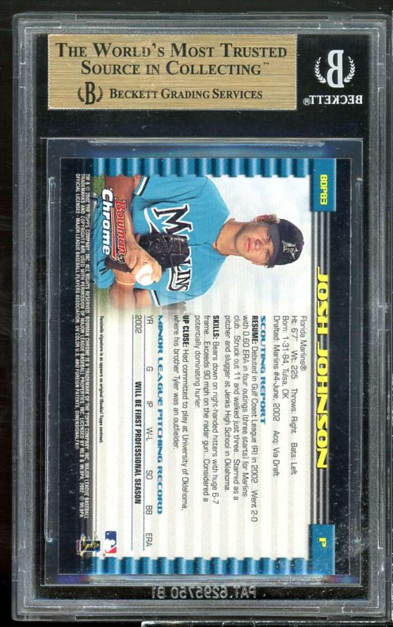 Josh Johnson Rookie 2002 Bowman Draft Picks Chrome #83 BGS 9.5 (9 9.5 9.5 9.5) Image 2