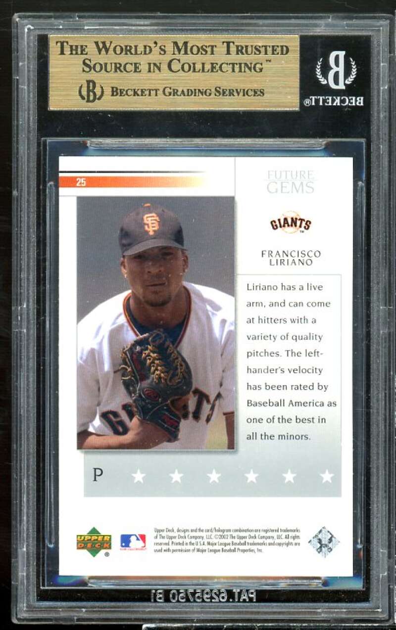 Francisco Liriano Rookie Card 2002 Upper Deck PP #25 BGS 9.5 (9.5 9.5 9.5 9.5) Image 2