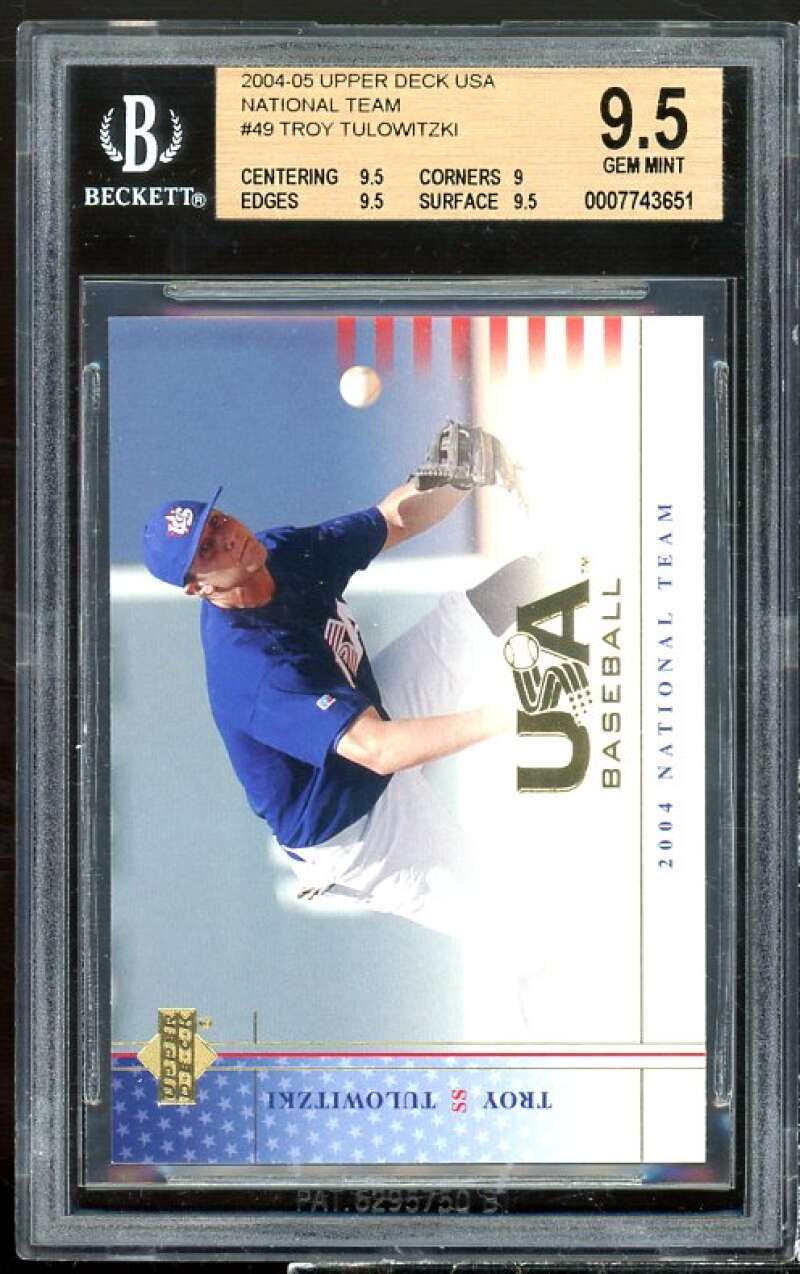 Troy Tulowitzki Rookie 2004-05 Upper Deck USA NT #49 BGS 9.5 (9.5 9 9.5 9.5) Image 1