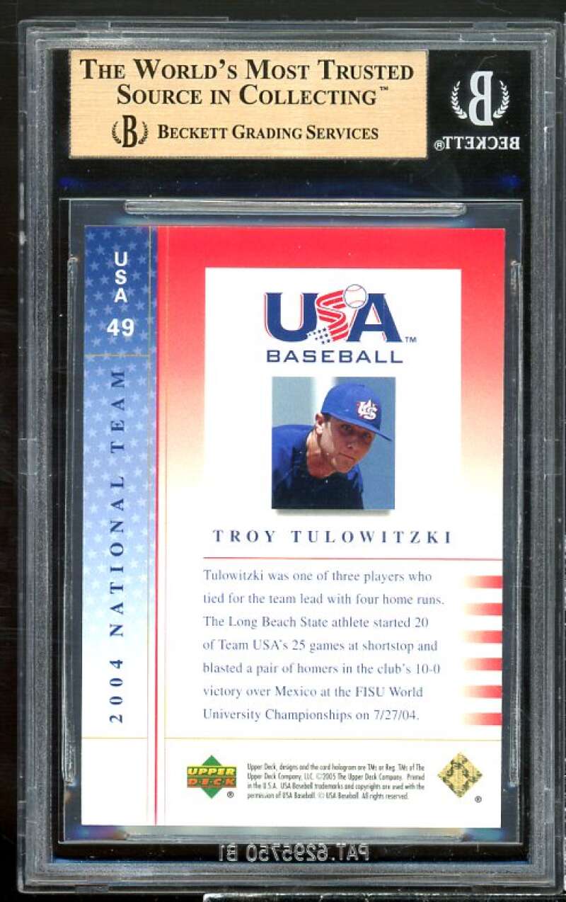 Troy Tulowitzki Rookie 2004-05 Upper Deck USA NT #49 BGS 9.5 (9.5 9 9.5 9.5) Image 2