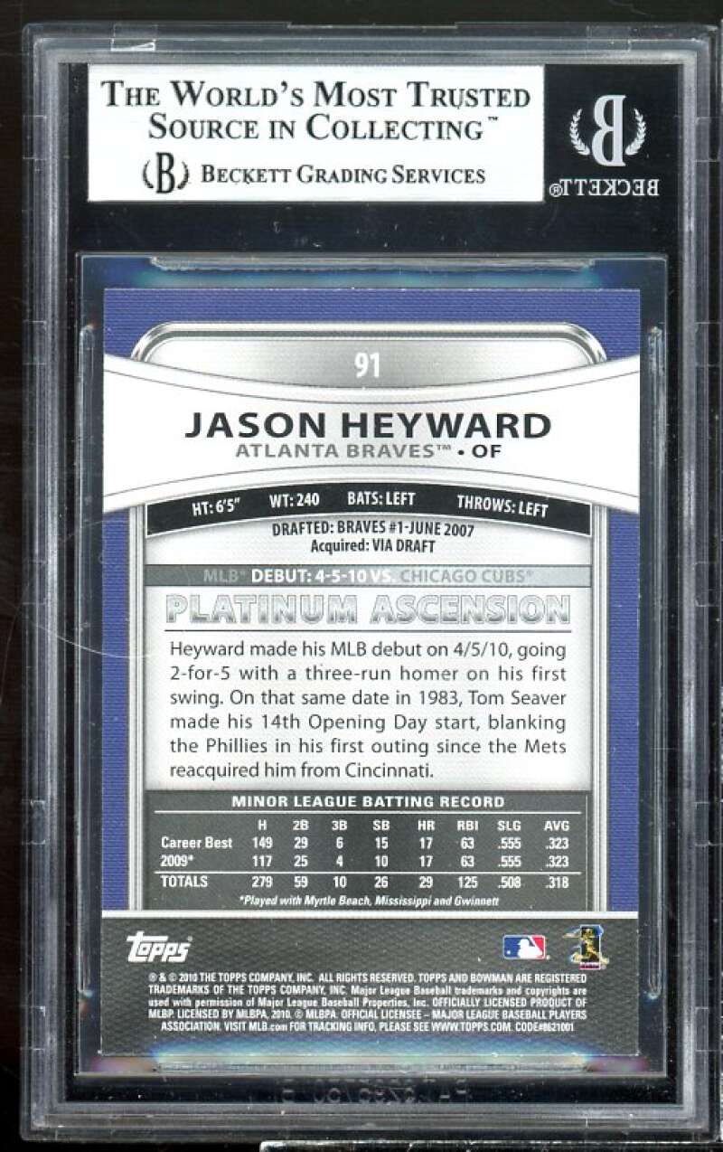 Jason Heyward Rookie Card 2010 Bowman Platinum #91 BGS 9 (9.5 8.5 9.5 9.5) Image 2