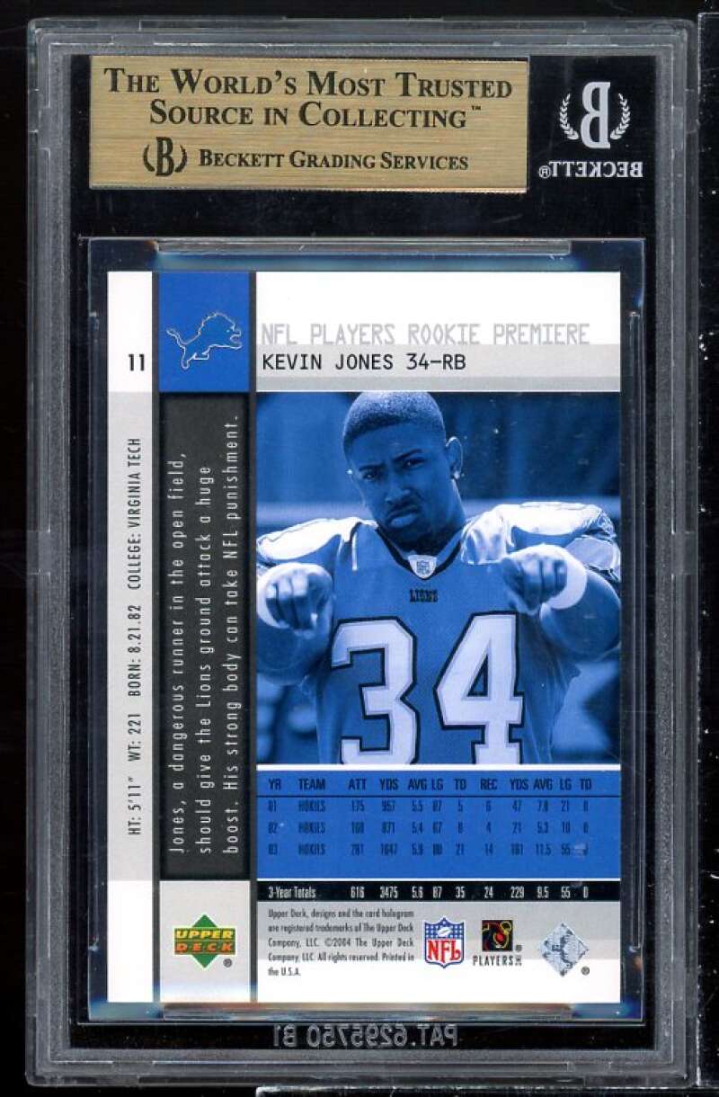 Kevin Jones Rookie 2004 Upper Deck Rookie Premiere #24 BGS 9.5 (9.5 9 9.5 9.5) Image 2