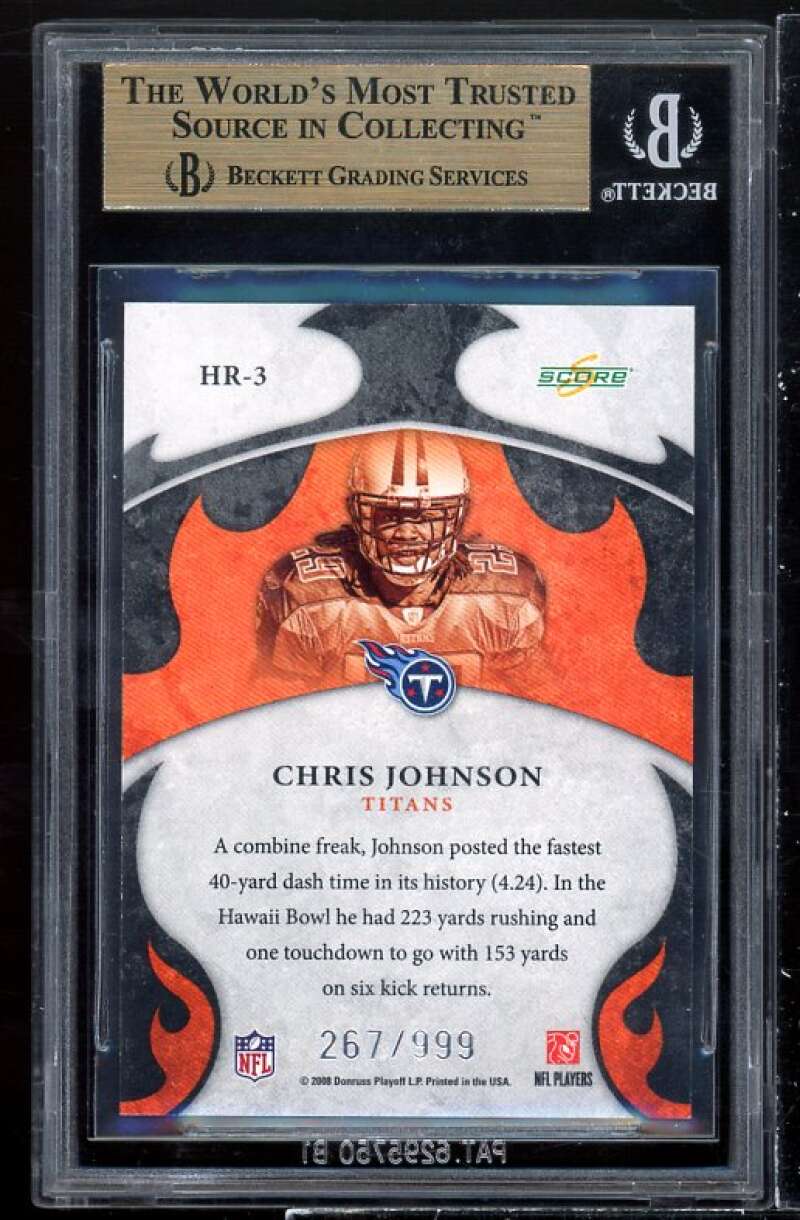 Chris Johnson 2008 Score Hot Rookies Scorecard #HR-3 BGS 9.5 (10 9.5 9.5 10) Image 2