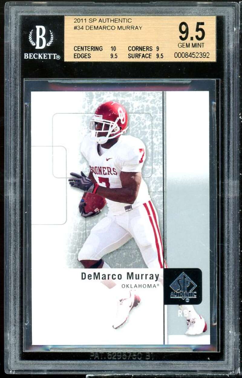 DeMarco Murray Rookie Card 2011 SP Authentic #34 BGS 9.5 (10 9 9.5 9.5) Image 1