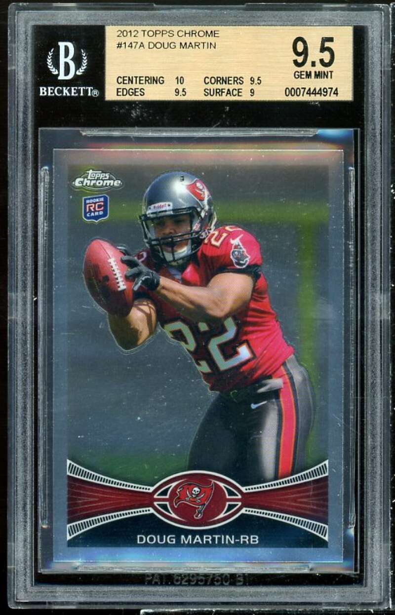 Doug Martin Rookie Card 2012 Topps Chrome #147a BGS 9.5 (10 9.5 9.5 9) Image 1