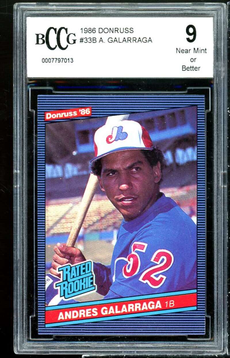 Andres Galarraga Rookie Card 1986 Donruss #33 BGS BCCG 9 Image 1