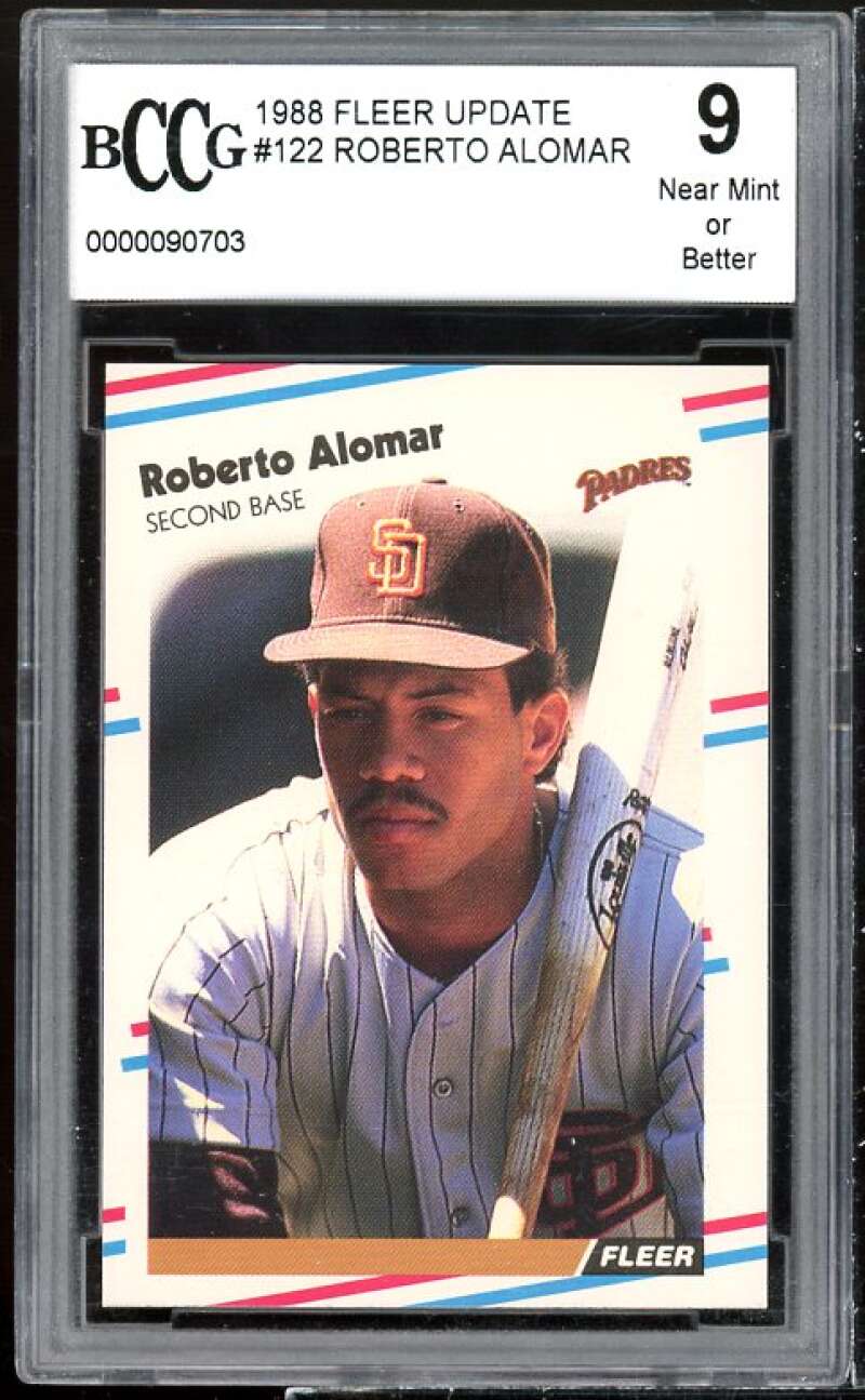 Roberto Alomar Rookie Card 1988 Fleer Update #U-122 BCCG 9 Image 1