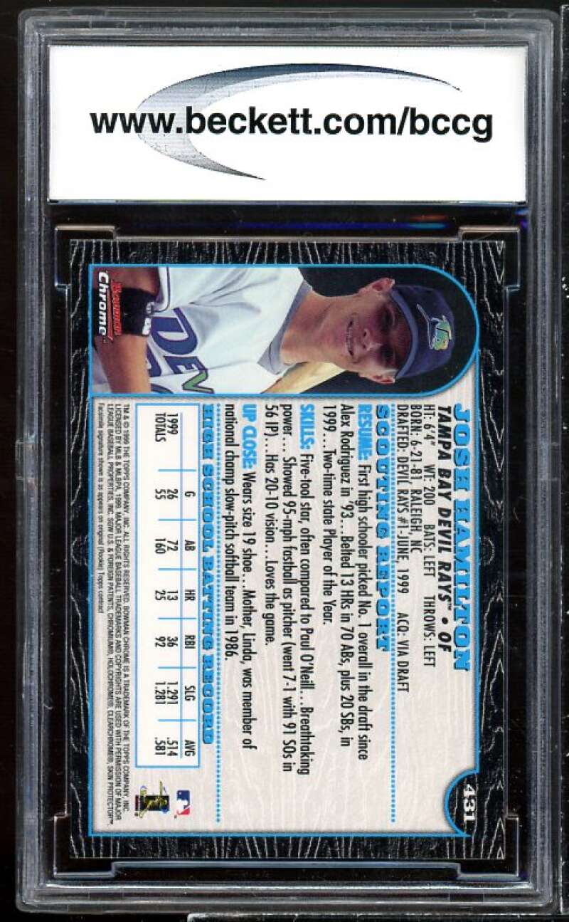 Josh Hamilton Rookie Card 1999 Bowman Chrome #431 BGS BCCG 9 Image 2