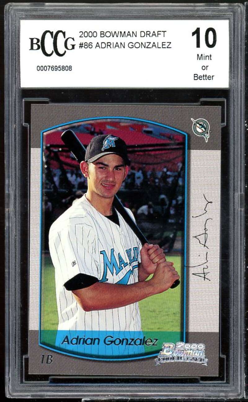 Adrian Gonzalez Rookie Card 2000 Bowman Draft #86 BGS BCCG 10 Image 1