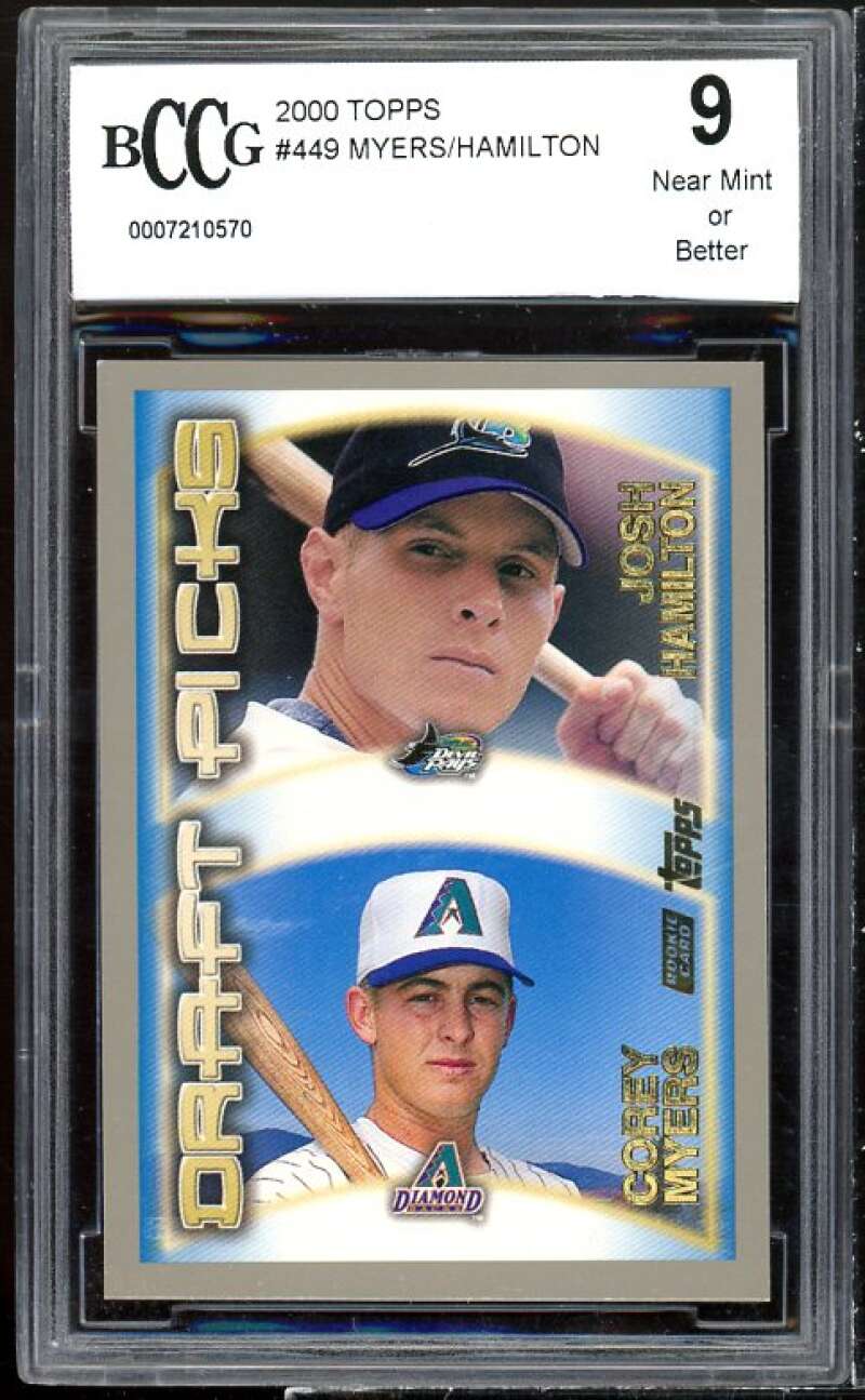 Josh Hamilton/Corey Myers Rookie Card 2000 Topps #449 BGS BCCG 9 Image 1