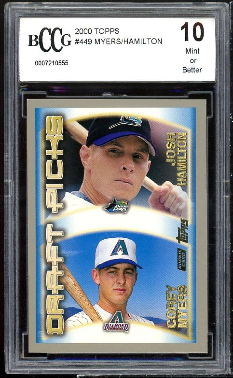 Josh Hamilton/Corey Myers Rookie Card 2000 Topps #449 BGS BCCG 10 Image 1