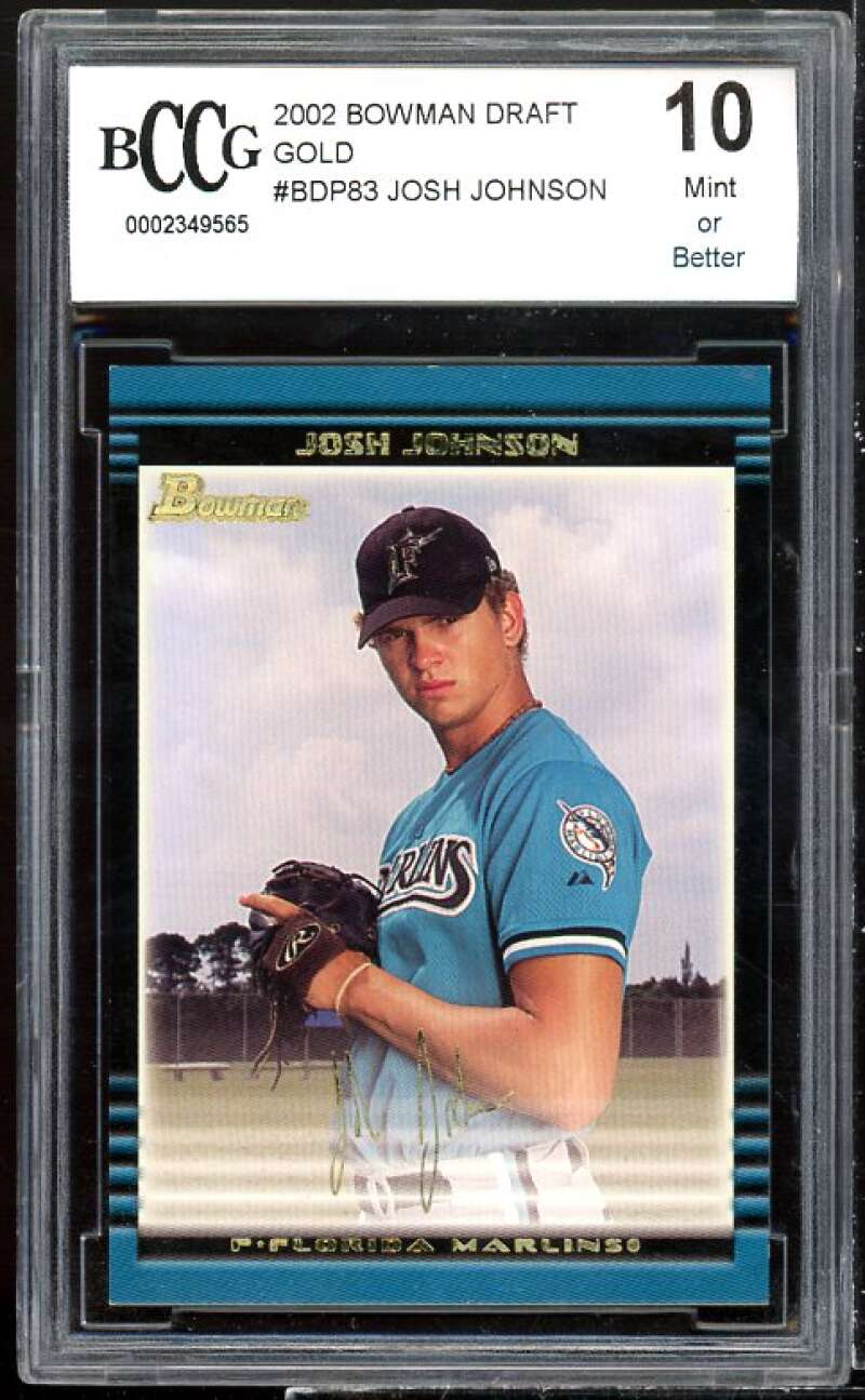 Josh Johnson Rookie Card 2002 Bowman Draft Gold #BDP83 BGS BCCG 10 Image 1