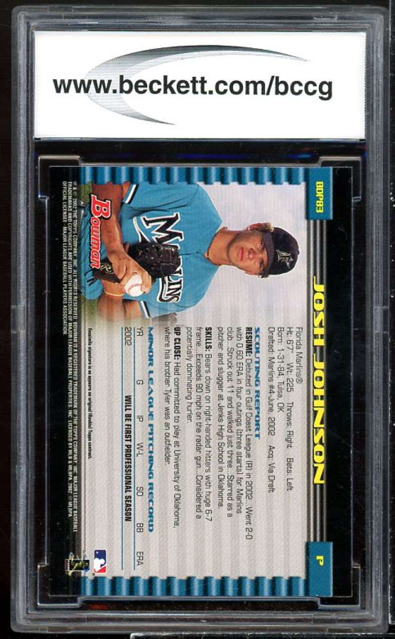 Josh Johnson Rookie Card 2002 Bowman Draft Picks #BDP83 BGS BCCG 10 Image 2