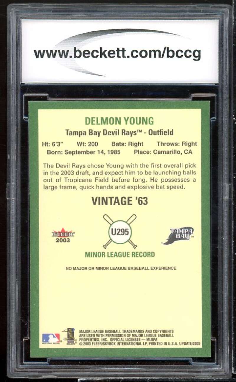 Delmon Young Rookie Card 2003 Fleer Tradition Update #295 BGS BCCG 10 Image 2