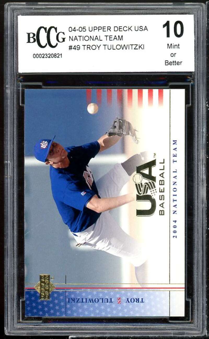 Troy Tulowitzki Rookie Card 2004 UD USA Baseball National Team #49 BGS BCCG 10 Image 1