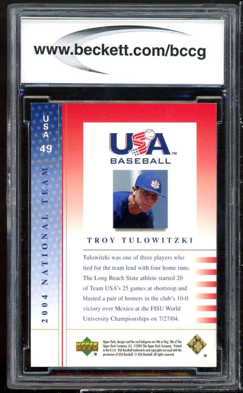 Troy Tulowitzki Rookie Card 2004 UD USA Baseball National Team #49 BGS BCCG 10 Image 2