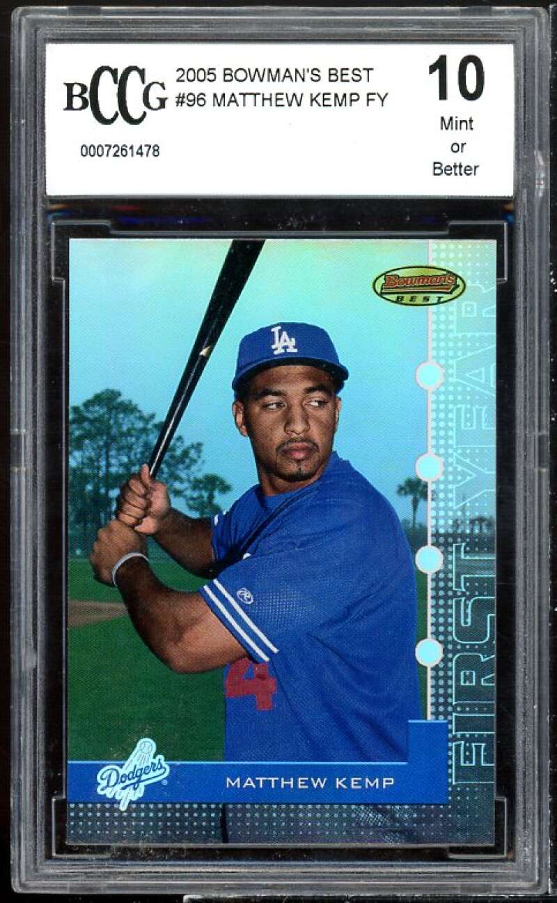 Matt Kemp Rookie Card 2005 Bowman's Best #96 BGS BCCG 10 Image 1