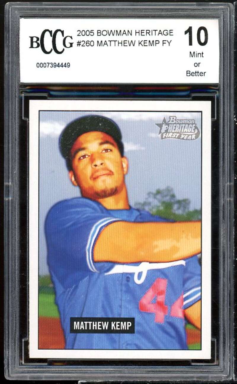 Matt Kemp Rookie Card 2005 Bowman Heritage #260 BGS BCCG 10 Image 1