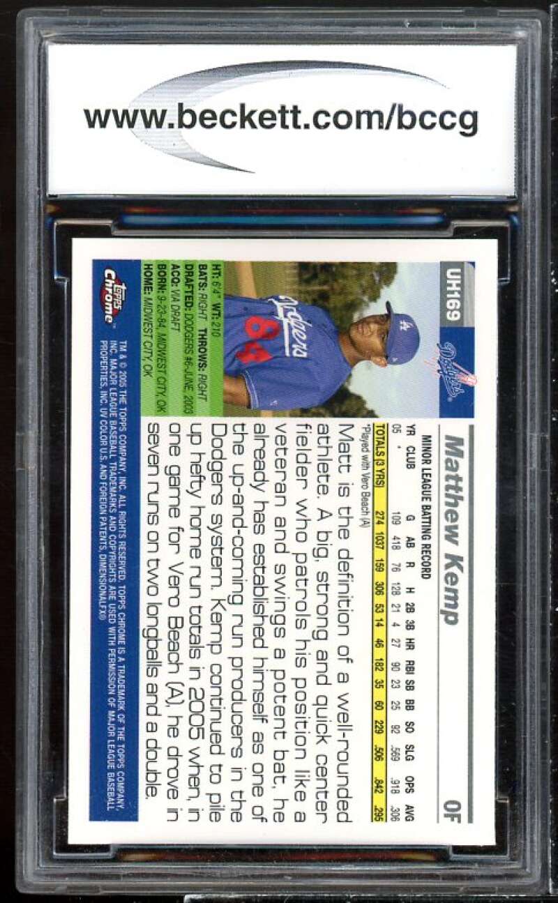 Matt Kemp Rookie Card 2005 Topps Chrome Update #169 BGS BCCG 10 Image 2