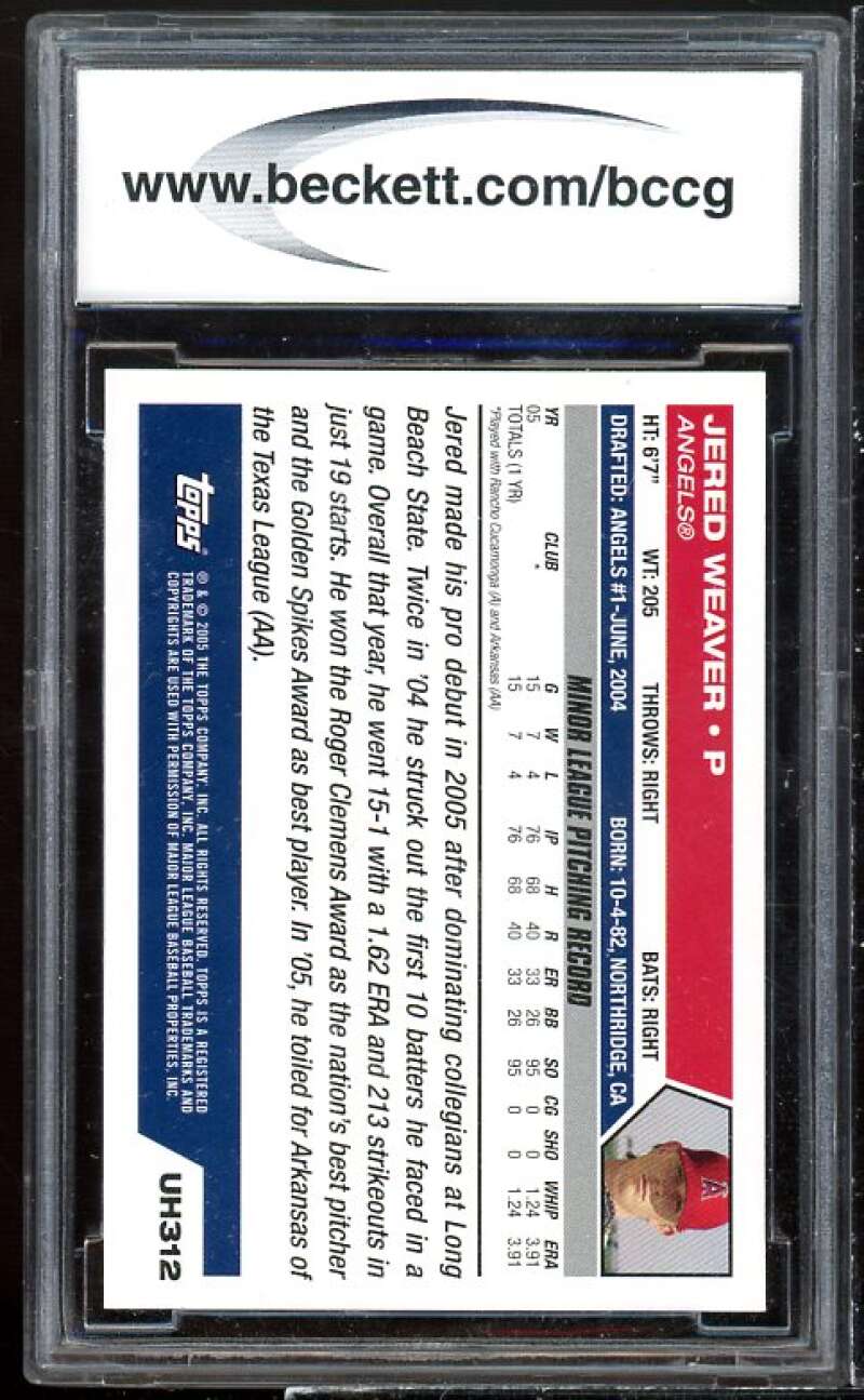 Jered Weaver Rookie Card 2005 Topps Update #312 BGS BCCG 10 Image 2