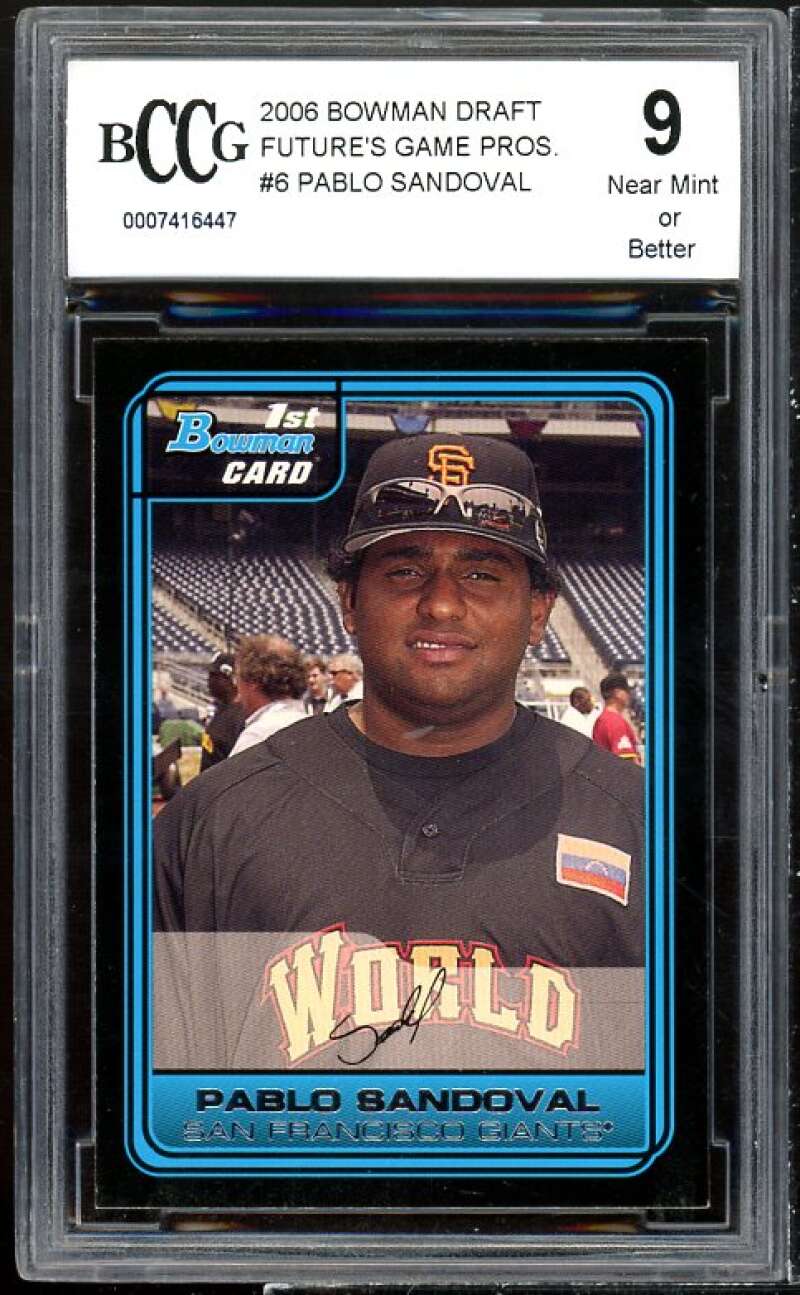 Pablo Sandoval Rookie Card 2006 Bowman Bowman Draft Futures Game #6 BGS BCCG 9 Image 1