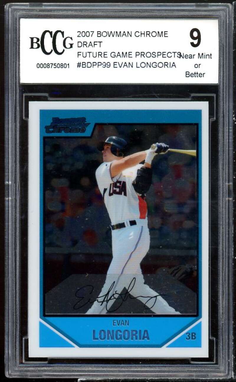 Evan Longoria Rookie Card 2007 Bowman Chrome Draft Future #bdpp99 BGS BCCG 10 Image 1