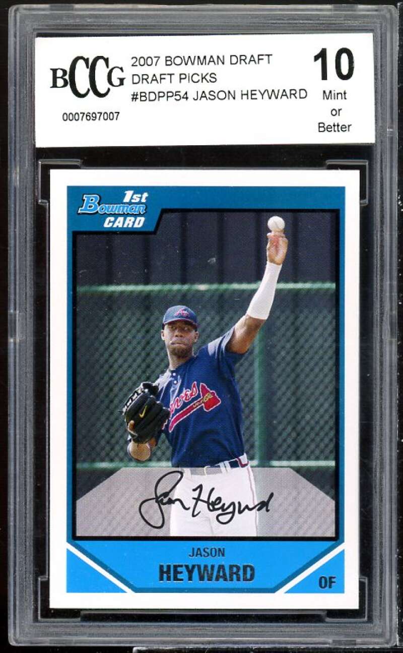 Jason Heyward Rookie Card 2007 Bowman Draft Draft Picks #BDPP54 BGS BCCG 10 Image 1