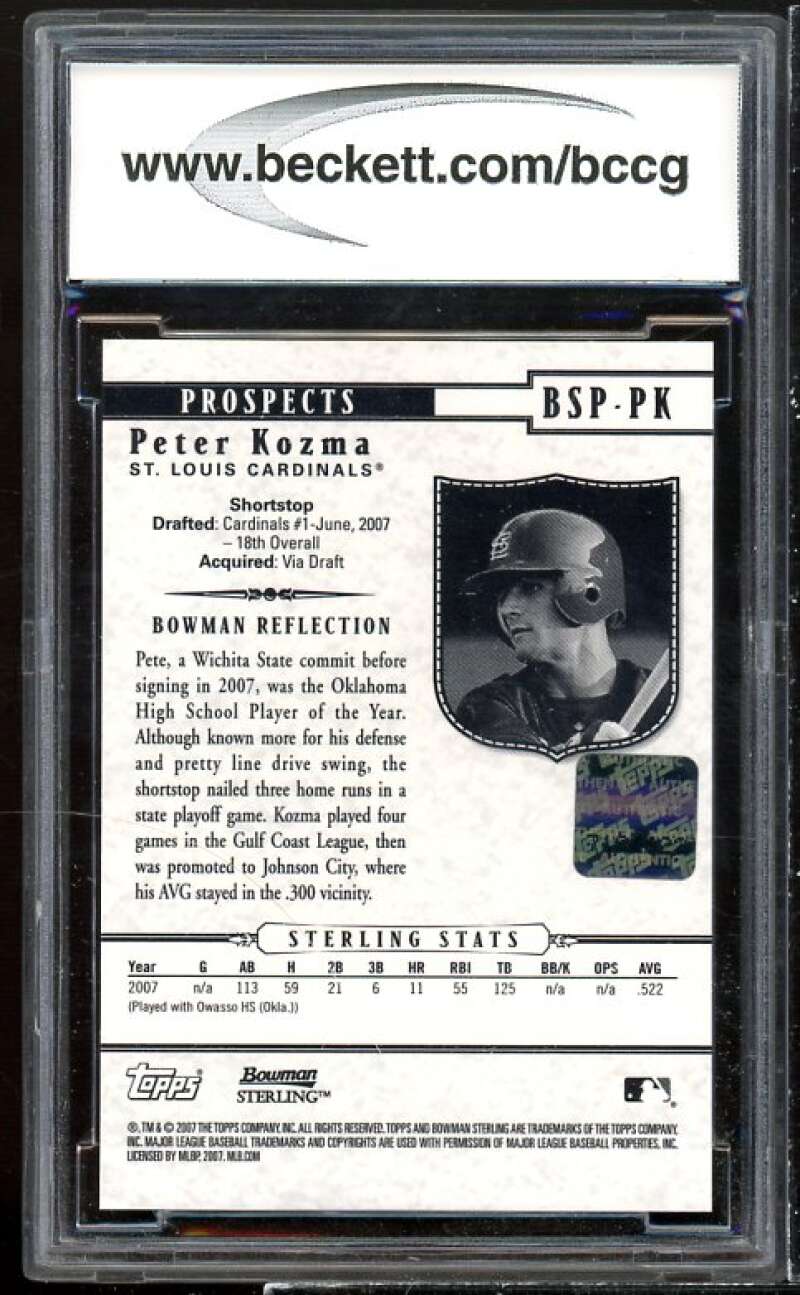 Peter Kozma Rookie Card 2007 Bowman Sterling Prospects #PK BGS BCCG 10 Image 2