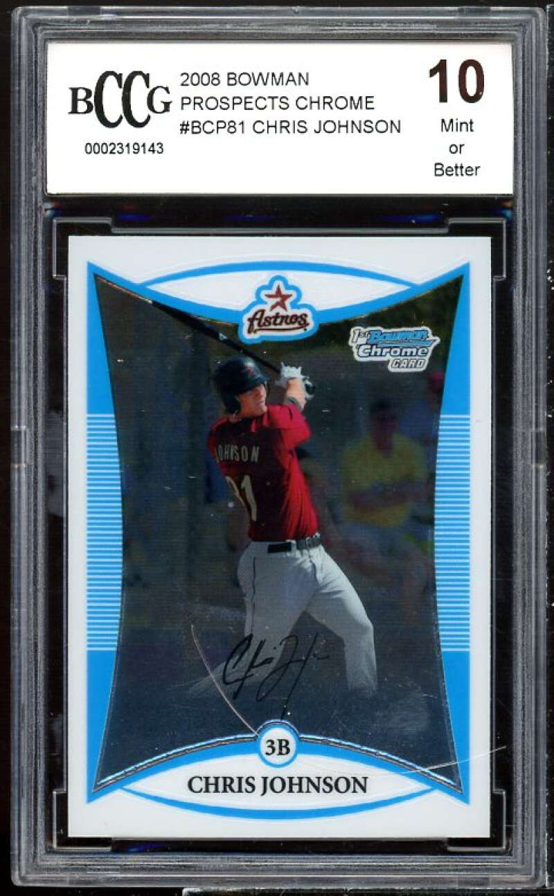 Chris Johnson Rookie Card 2008 Bowman Chrome Prospects #BCP81 BGS BCCG 10 Image 1