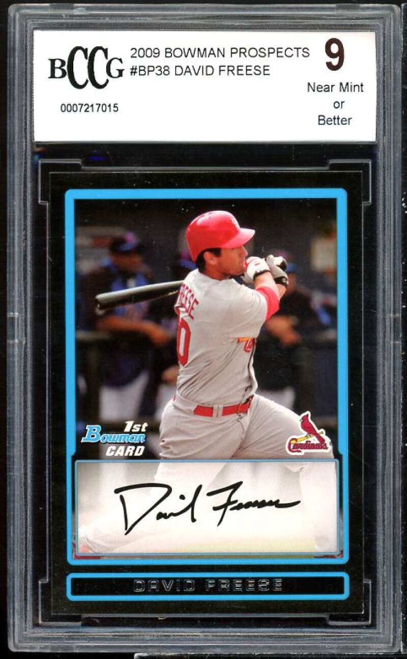 David Freese Rookie Card 2009 Bowman Prospects #BP38 BGS BCCG 9 Image 1