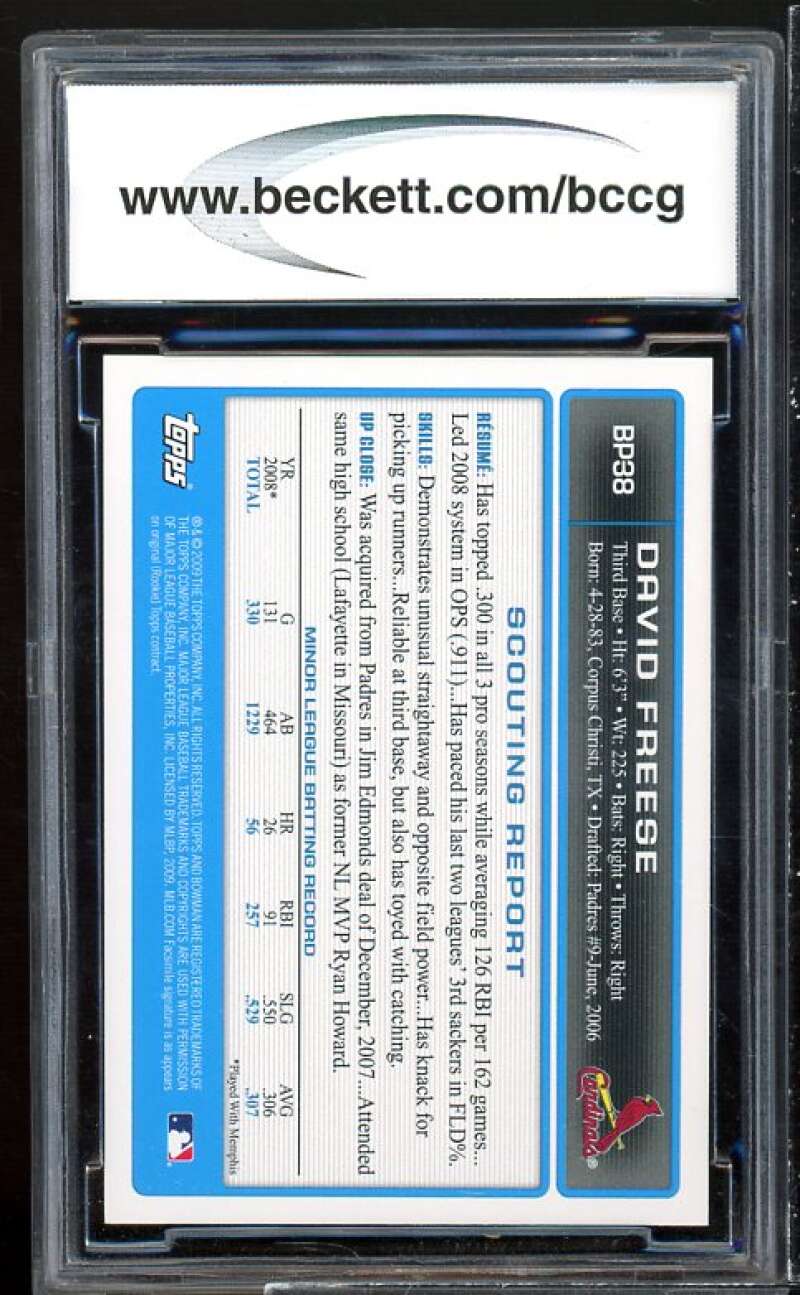 David Freese Rookie Card 2009 Bowman Prospects #BP38 BGS BCCG 9 Image 2