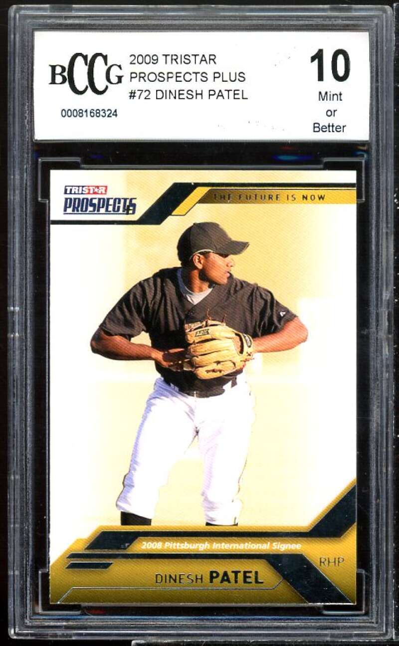 Dinesh Patel Rookie Card 2009 TriStar Prospects Plus #72 BGS BCCG 10 Image 1