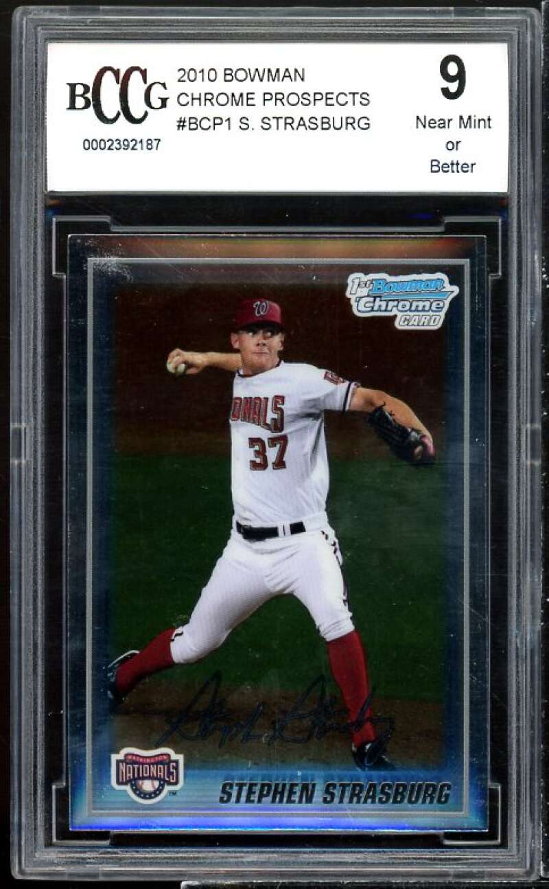 Stephen Strasburg Rookie Card 2010 Bowman Chrome Prospects #BCP1 BGS BCCG 9 Image 1