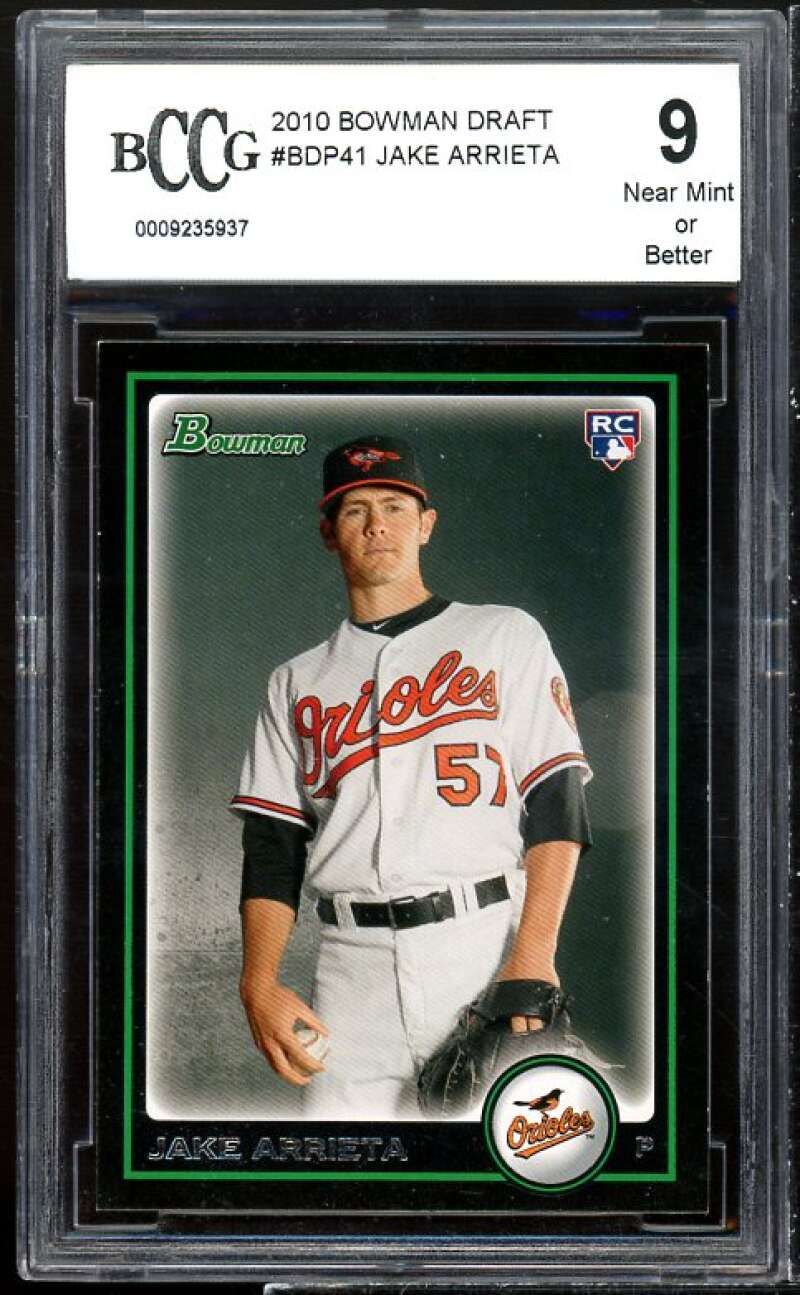 Jake Arrieta Rookie Card 2010 Bowman Draft Picks #BDP41 BGS BCCG 9 Image 1