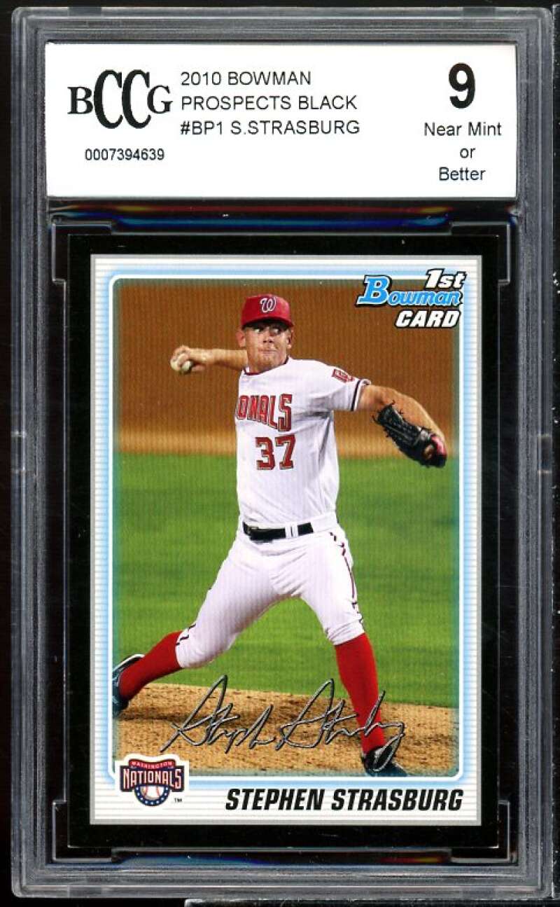 Stephen Strasburg Rookie Card 2010 Bowman Prospects Black #BP1 BGS BCCG 9 Image 1