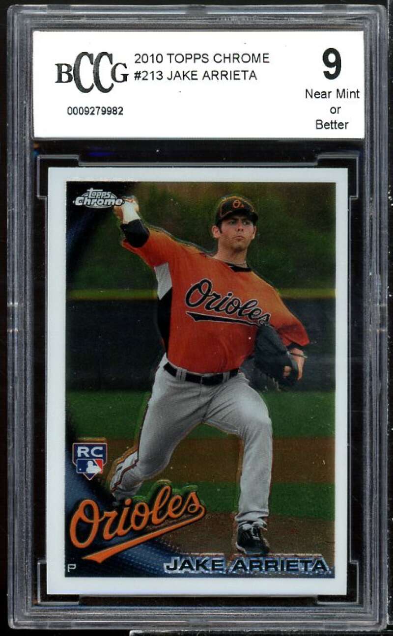 Jake Arrieta Rookie Card 2010 Topps Chrome #213 BGS BCCG 9 Image 1