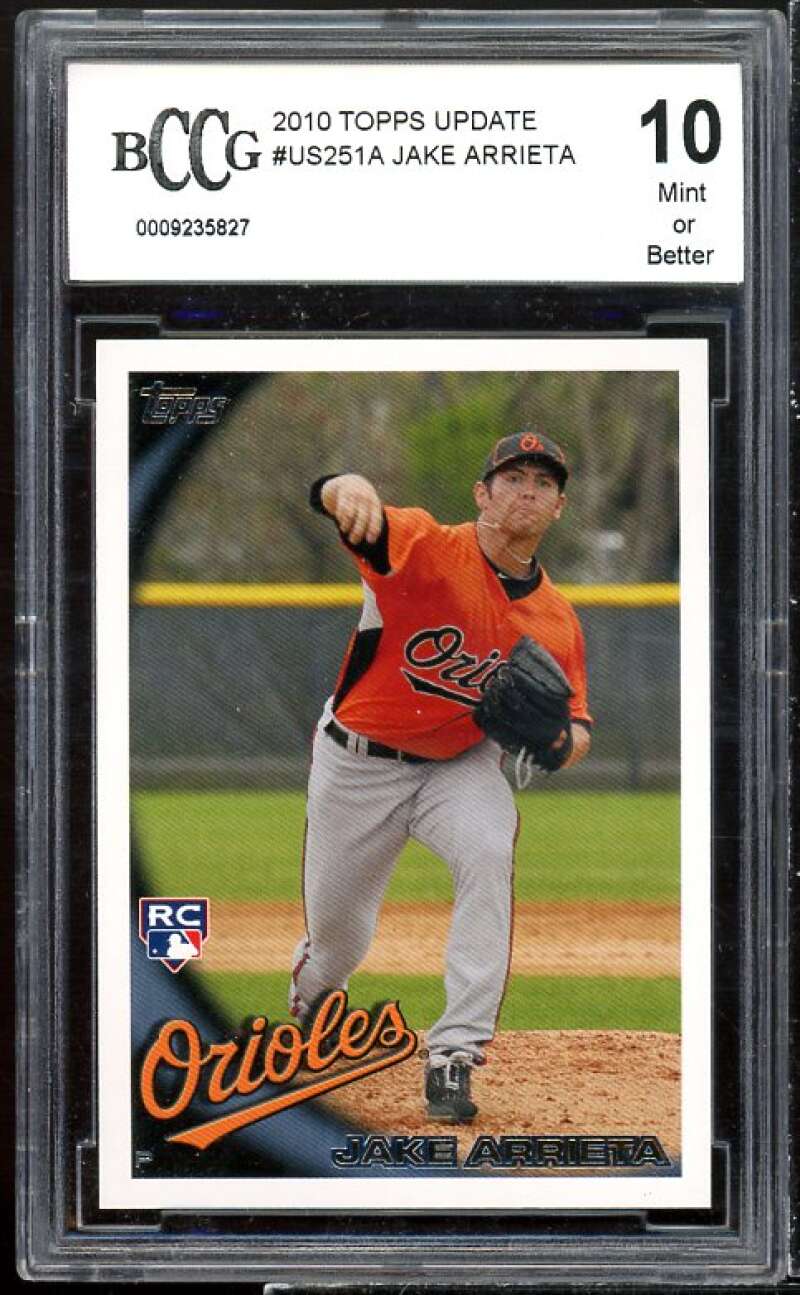 Jake Arrieta Rookie Card 2010 Topps Update #US-251 BGS BCCG 10 Image 1